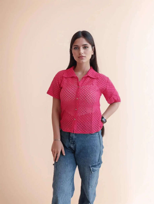 Pink Crochet Shirt - VIBE