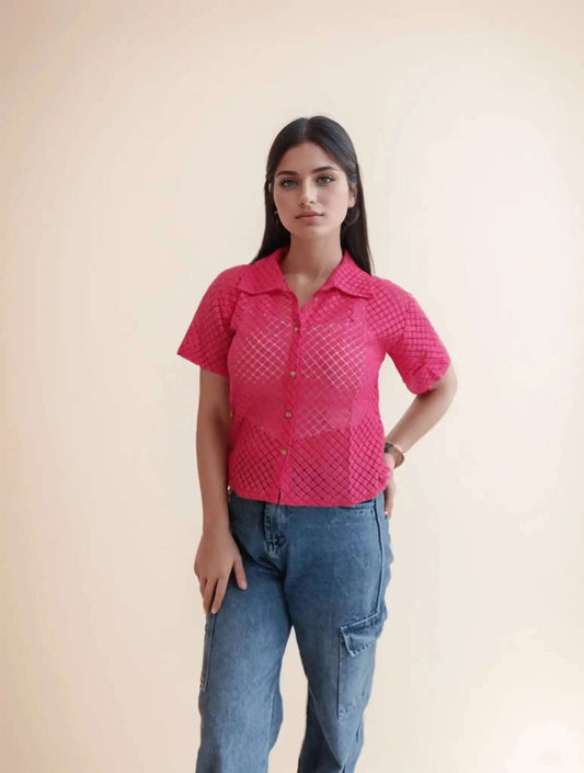 Pink Crochet Shirt - VIBE