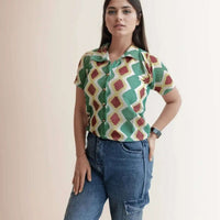 Green& Brown Crochet Shirt - VIBE