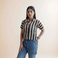 Black&White Stripes Crochet Shirt - VIBE