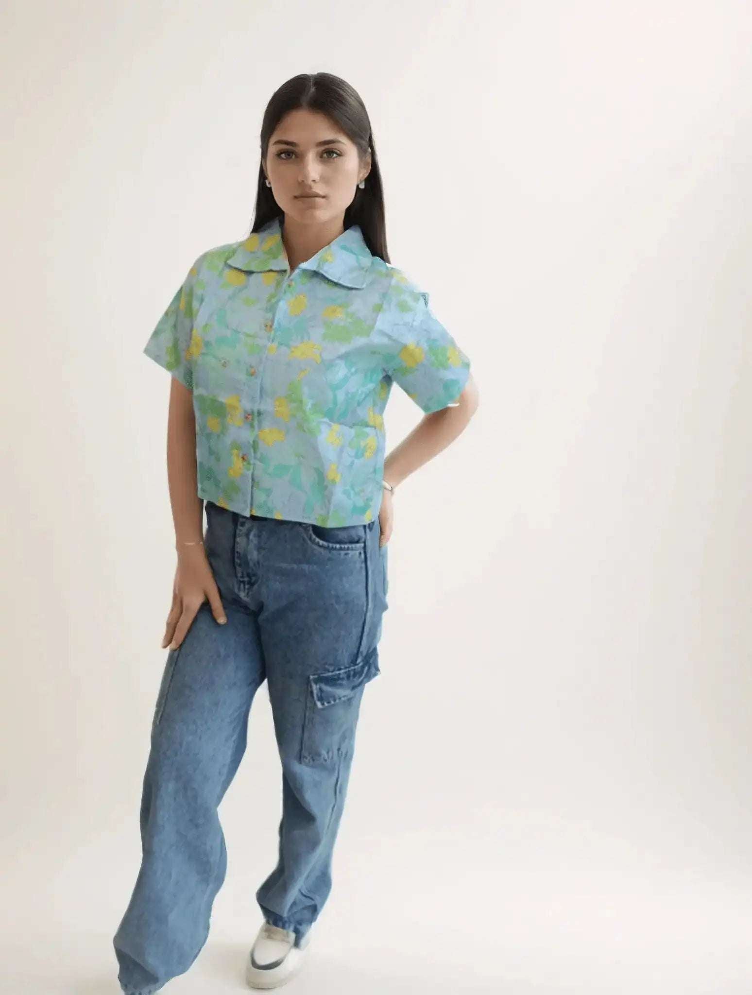 Blue Printed Cotton Shirt - VIBE