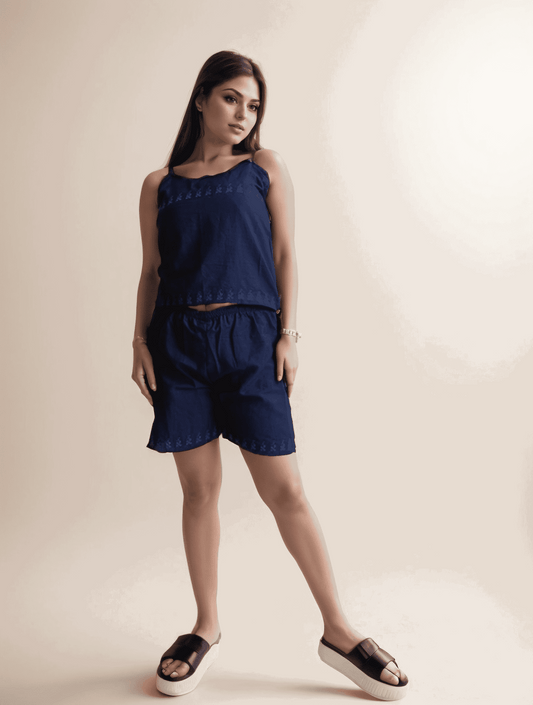 Royal Blue Ethenic Shorts Cordset - VIBE