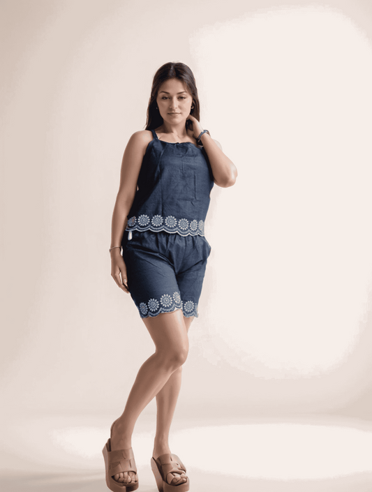 Blue Ethenic Shorts Cordset - VIBE