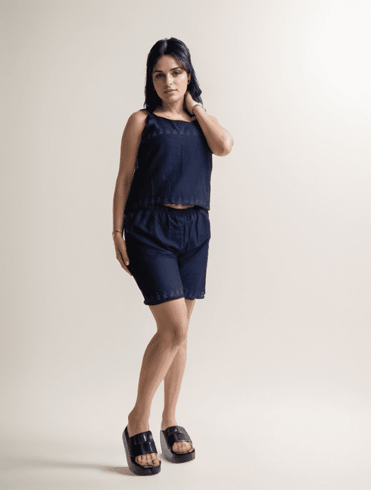 Royal Blue Ethenic Shorts Cordset - VIBE