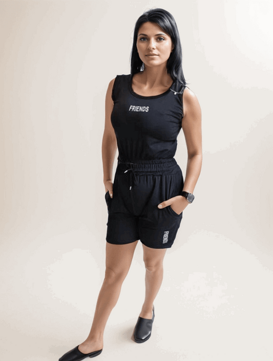 Black Sports Shorts Cordset - VIBE