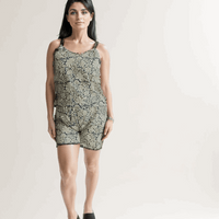 Beige &Blue Printed Short Cordset - VIBE