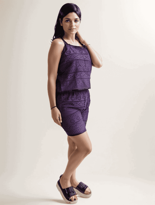 Purple Ethenic Shorts Cordset - VIBE