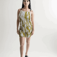 White & Mustard Tie-Die Shorts Cordset - VIBE