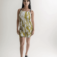 White & Mustard Tie-Die Shorts Cordset - VIBE