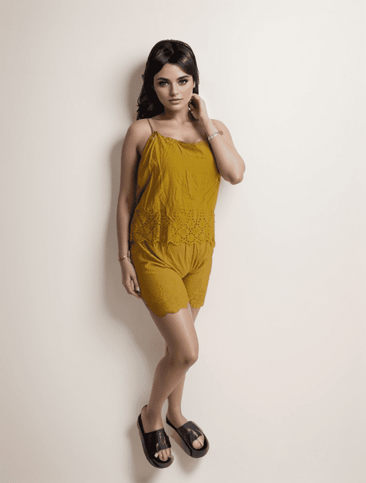 Yellow Ethenic Shorts Cordset - VIBE