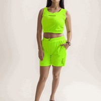 Neon Green Sports Shorts Cordset - VIBE