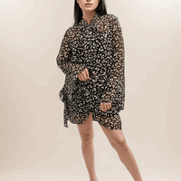 Black Leopard Print Shorts Cordset With Black Inner - VIBE