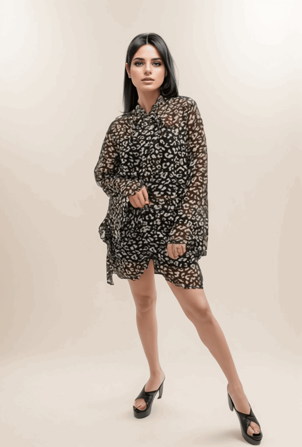 Black Leopard Print Shorts Cordset With Black Inner - VIBE