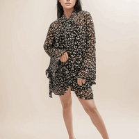 Black Leopard Print Shorts Cordset With Black Inner - VIBE