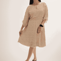 Beige Printed Short Dress - VIBE