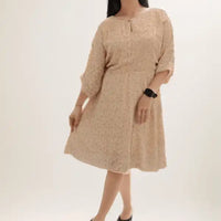 Beige Printed Short Dress - VIBE