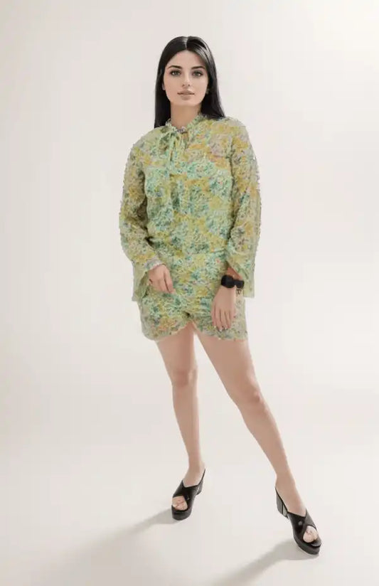 Green Printed Short Cordset - VIBE
