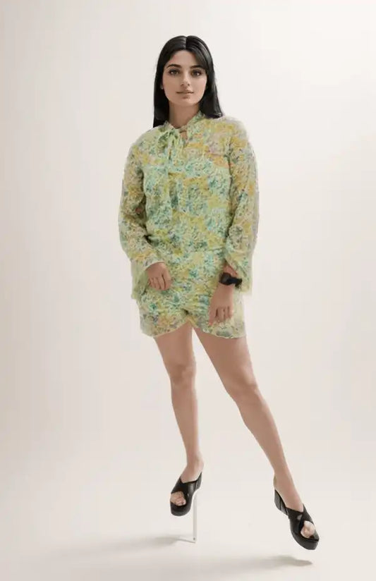 Green Printed Short Cordset - VIBE