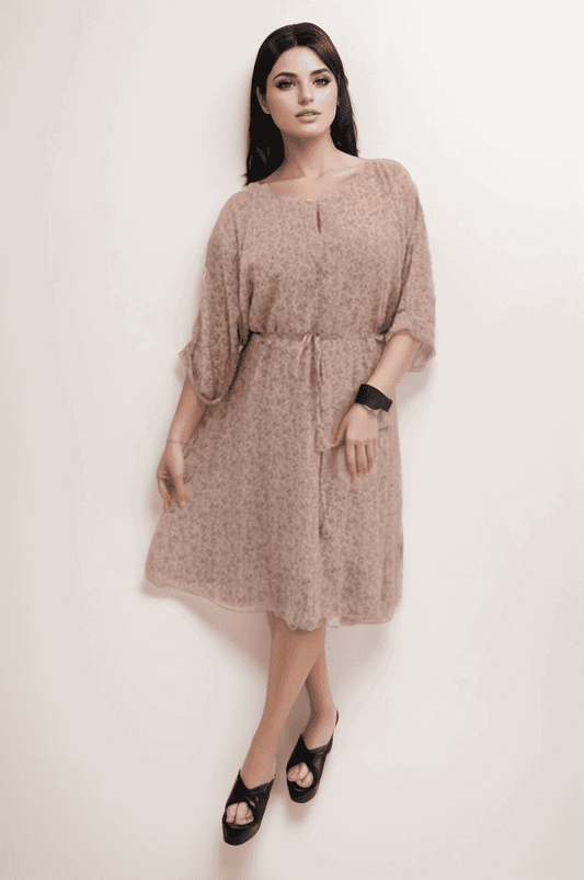 Peach Printed Short Dress - VIBE