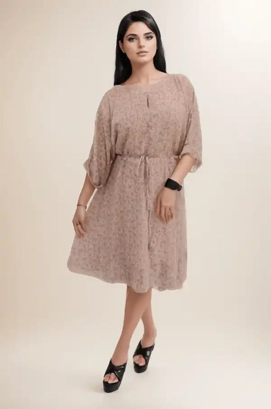 Peach Printed Short Dress - VIBE