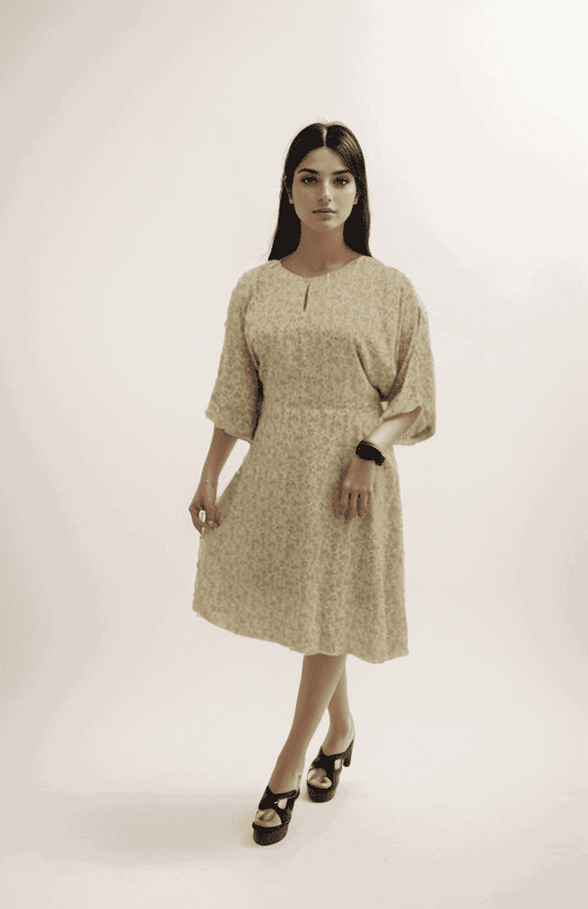 Yellow Printed Short Dress - VIBE