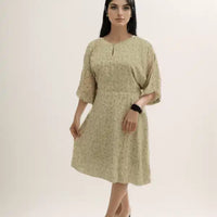 Yellow Printed Short Dress - VIBE